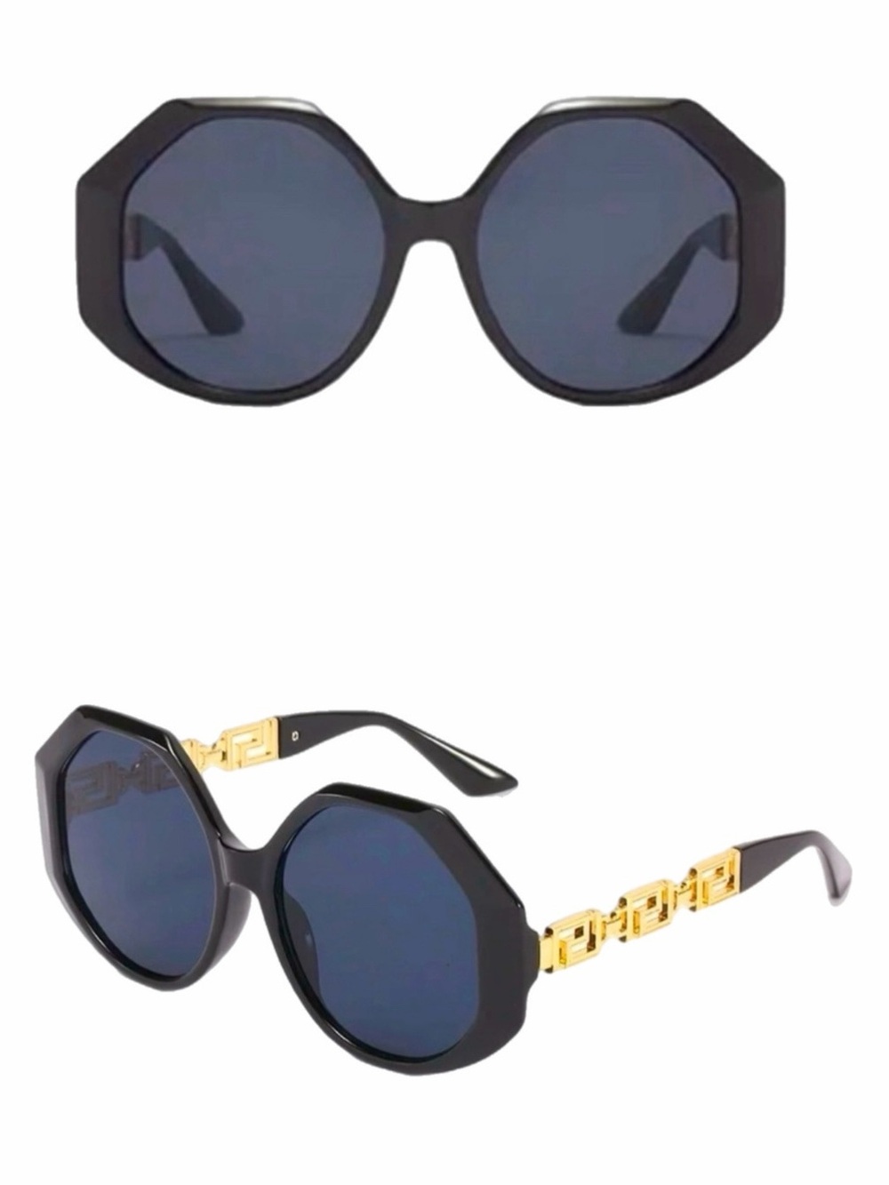 🍋2/$30 New Versace-Style Black Geometric Sunglasses
